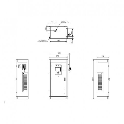 DC tipo įkrovimo stotelė - 60 kW CCS2 su 5m kabeliu (LAN, WLAN + GMS) OCPP 1.6 2