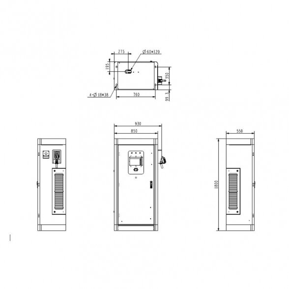 DC tipo įkrovimo stotelė - 60 kW CCS2 su 5m kabeliu (LAN, WLAN + GMS) OCPP 1.6 2